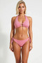 Women's Bikini Set Triangle Cap Halter Neck Sleeveless Glittery Knitted Fabric Regular Waist Tie Side Slip Bottom - 4