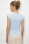 Women's Blue Brown Degaje Collar Side Gathered Detailed Lycra Double Blouse 6157 60286227 - 8