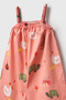 Little Farm Patterned 100% Cotton Girls Summer Pink Overalls Salopet - 3