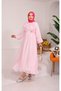 Front Ruffled Lace Detailed Hijab Dress Pink - 7