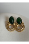 Gold Color Green Earrings (3.2 cm) - 5
