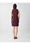 Burgundy Polo Collar Sleeveless Jacquard Dress - 6