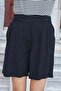 Women's Silky Soft Textured Modal Fabric High Waist Side Pockets Pleated Shorts-Black - 3