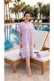Cotton Adult Peshtemal Poncho Bathrobe |   Quick-Drying, Lightweight Beach Towel - Lilac - 3