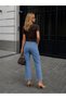 Women's High Waist Straight Fit Jean Trousers - 2