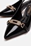 Women's Buckle-Strap Open-Back Thin Heeled Shoes Black Yanki̇ - 3