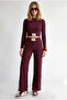 Women's Plum Arma Detailed Draped Top and Bottom Set Tkm-19000496 - 3