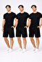 Men's Shorts Set of 3 Black Cotton Comfortable Fit Basic Daily Shorts