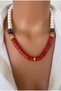 Natural Stone White Turquoise & Red Nepal Bead Detail Bohem Women's Necklace in Gift Box - 3