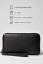 Premium Genuine Calfskin Men's Portfolio Wallet Black – Handbag-Organizer with Handle, Zipper, and Phone Compartment - 2