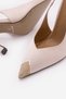 Women's Stiletto Pointed Toe Classic Heeled Shoes with Gold Metal Buckle on the Front and Open Back Karima Powder Satin - 7