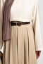 A Pile Detailed Crepe Skirt Stone