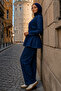 Belted Denim Suit A944 Navy Blue - 3