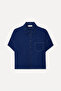 Women's Navy Blue Oversize Short Sleeve Linen Shirt