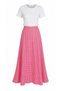 Women's High Waist Pink Checkered Lined Long Viscose Skirt