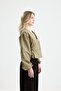 Women's Khaki Waist Elastic Detailed Poplin Unlined Jacket 31039 - 5