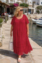 - Bohemian Lace Detailed Flounced Viscose Maxi Dress O1703-Red - 6