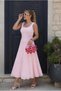 Buketli̇ Women's Square Collar Sleeveless Lined Long Lace Dress - 5