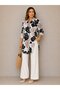 Women's Patterned Front Buttoned Stylish Viscose Plus Size Tunic Shirt Dress Suitable for Hijab Wear - 4