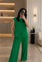 Women's Linen Look Slit Detailed Blouse Palazzo Trousers Two-Piece Set - 2