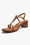 Serona Tan Genuine Leather Buckle Women's Thick Heeled Sandals - 6