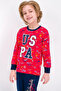 Us Polo Assn Licensed Light Red Boy's Pajama Set - 2