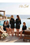 Set of 5 Black Bridesmaid Robes - Bride Team Robe Set with Bridesmaid Writing