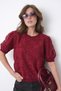 Women's Crew Neck Tulle Detailed Short Sleeve Knitwear Blouse - 3