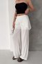 Women's Scarf Detailed Loose Wide-Leg Lined Trousers - 6