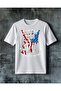 Surfing Usa American Flag Printed Oversize T-Shirt