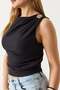 Women's black blouse with buckle detail - 4