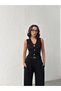 Women's V-Neck Buttoned Vest & High Waist Palazzo Pants Two Piece Set - 8