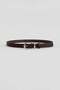 Men's Modern Slim Gold Buckle Casual Belt Dark Brown