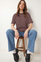 Striped Oversize Knitted T-Shirt Lcr0124 Brown - 3