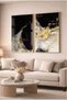 Black Luxury Modern 2-Piece Glass Painting Set with Gold Detail - Gold Metal Framed Home and Office Painting