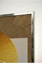 Beige and Gold Geometric Patterned Abstract 2-Piece Glass Painting Set - Silver Metal Framed Home and Office Painting - 4