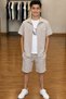 6-15 Years Old Boy's 3-Piece Set Shirt T-Shirt Shorts Combination Summer Casual Daily Set - 4