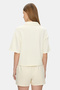 Yosemae Bone Color Polo Collar Printed Soft Textured Modal Fabric Loose Fit Women's Tshirt - 3