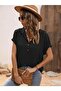 Women's Short Sleeve Hooded Lace-Up Viscose Blouse - 3