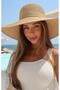 Women's Straw Hat with Large Brim and Ribbon, Focused on Simplicity