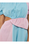 Multi Color Block Midi Dress with Cut-Out Detail - 4