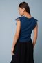 Sleeveless T-Shirt with Flower Detail on the Shoulders in Indigo - 4