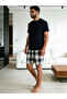 Men Printed Round Neck T-Shirt and Checked Shorts Set - 4