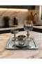 Orlina Silver Coffee Presentation Set with Tray, Coffee Cup, Turkish Coffee Pot and Coffee Side Cup - Damat Kahvesi