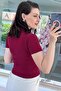 Polo Collar Ribbed Camisole Tshirt with Zipper on the Collar 6Y160 - 2
