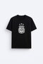 Argentina Football Team Printed Cotton Fabric Black T-Shirt T-Shirt