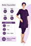 Purple Islamic Swimwear Set Plus Size Includes Cap Half Sleeve Stretchy Fabric Swimwear Set - 4