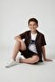 Brown Boy's Linen Shirt and Shorts 3-Piece Set 24584 - 3