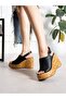 Ferano Black Wedge Heeled Women's Sandals - 4