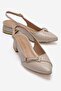 Women's Open-Back Galvanized Pointed-Toe Heeled Shoes with Stone Buckle; Ten Kirişik